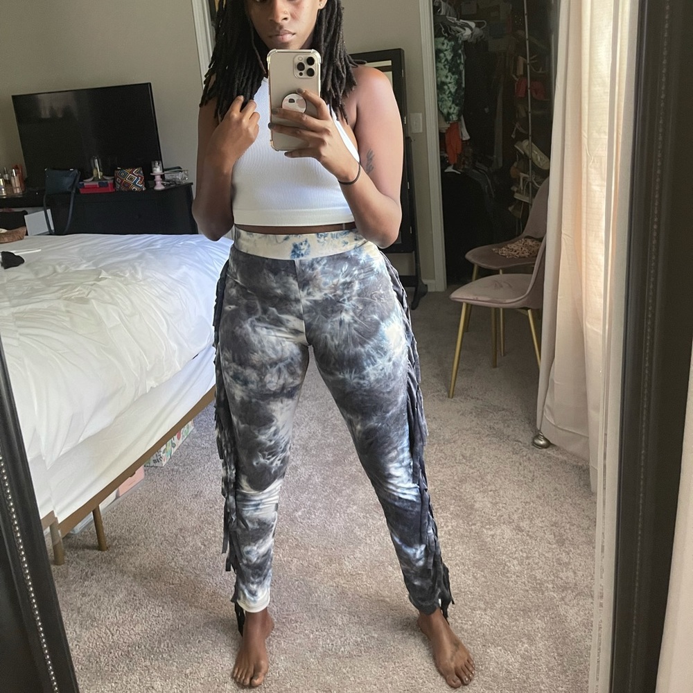 Tie Dye Leggings with Fringes